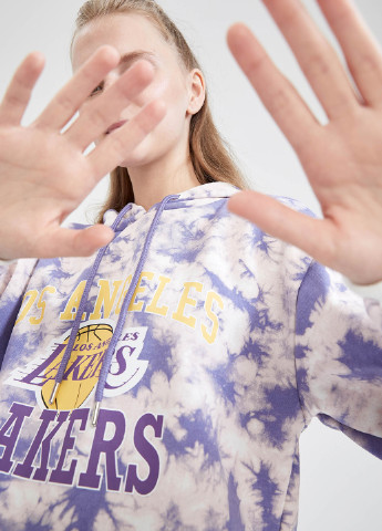 Los Angeles Lakers DeFacto Трикотажный свитшот тай-дай сиреневые кэжуалы трикотаж, хлопок