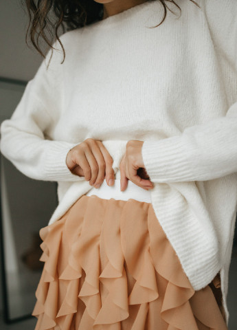 Кофейная вечерний однотонная юбка ST-Seventeen