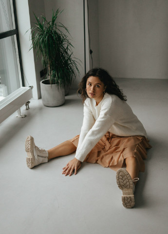 Кофейная вечерний однотонная юбка ST-Seventeen