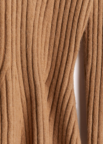 Светло-коричневое кэжуал платье платье-свитер H&M однотонное