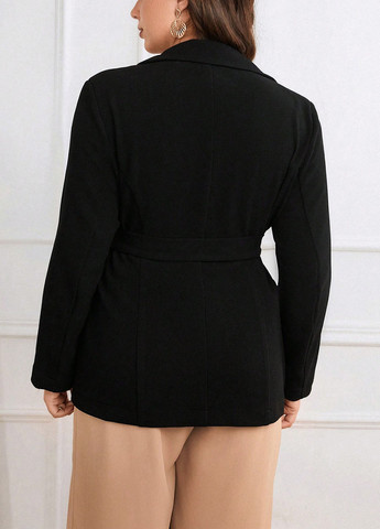 Черный женский жакет SHEIN однотонный - демисезонный