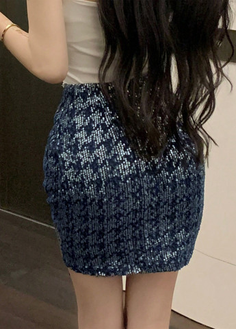 Синяя кэжуал, коктейльный однотонная юбка SHEIN