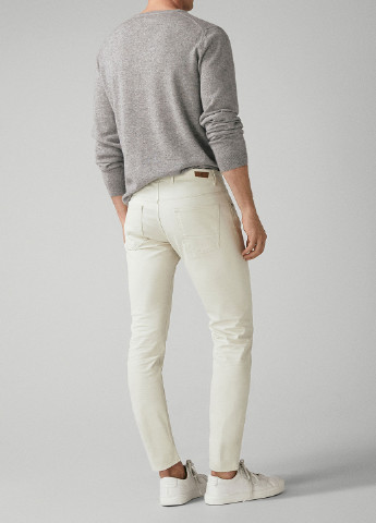 Молочные джинсовые демисезонные зауженные брюки Massimo Dutti