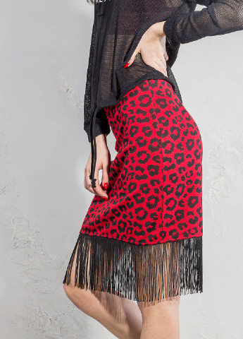 Красная кэжуал леопардовая юбка Tensione IN карандаш