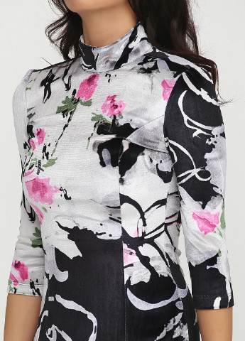 Молочное кэжуал платье клеш Sassofono с цветочным принтом