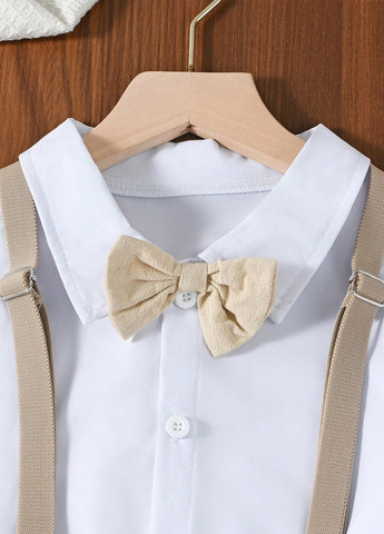 Комбінований літній костюм (сорочка, шорти, метелик, підтяжки) з шортами, з сорочкою SHEIN