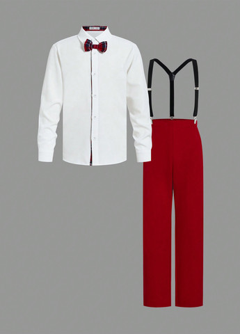 Комбінований демісезонний костюм (сорочка, штани, підтяжки) з сорочкою, брючний SHEIN