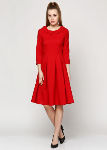 Красное кэжуал платье клеш ANVI однотонное
