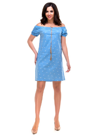 Светло-синее кэжуал платье Ravol с рисунком