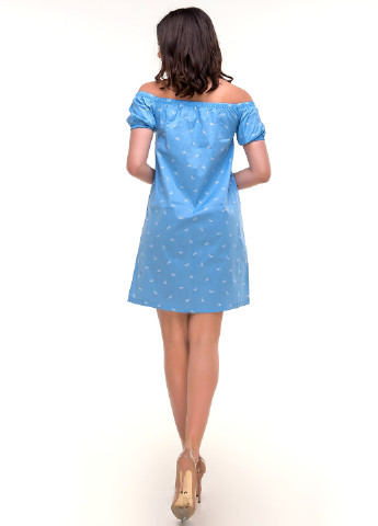 Светло-синее кэжуал платье Ravol с рисунком