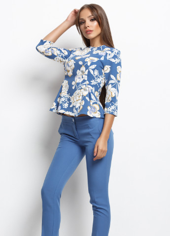 Костюм (блуза, брюки) Charm Collection брючный цветочный голубой кэжуал