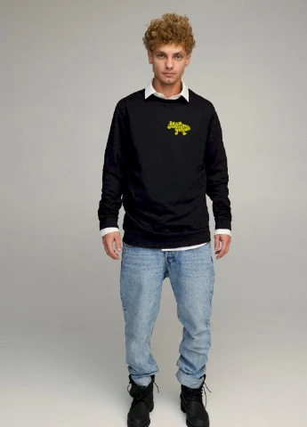 Чорний свитшот мужской oversize /no flis/ YAPPI малюнок (254557466)