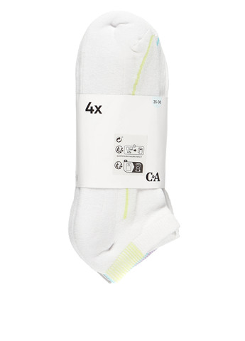 Белые носки (4 пары) C&A однотонные (296719440)