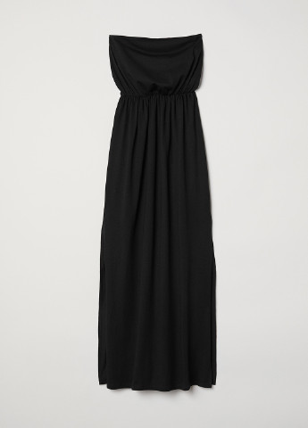 Черное кэжуал платье с открытыми плечами, бандо H&M однотонное