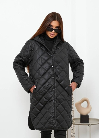 Черная зимняя женское стеганое пальто Hand Made