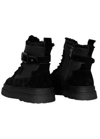 Зимние ботинки ALLSY со шнуровкой, с пряжкой, с мехом из натуральной замши