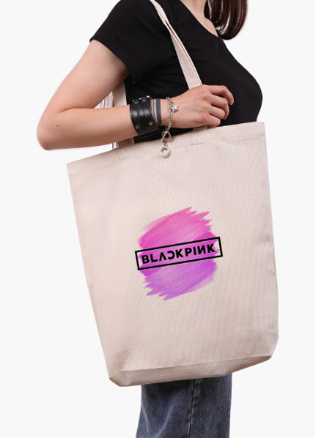 Еко сумка шоппер біла Блек Пінк (BlackPink) (9227-1350-WTD) екосумка шопер 41*39*8 см MobiPrint (216642076)