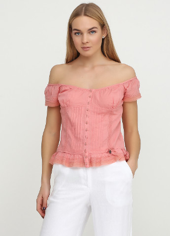 Светло-розовая летняя блуза Guess