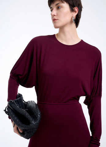 Вишнева святковий, кежуал сукня а-силует SHEIN однотонна