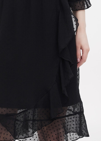 Чорна кежуал сукня на запах Fair Lady однотонна