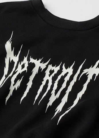 Чорний світшот H&M напис без декору (300466320)