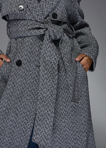 Чорно-білий демісезонне Пальто двобортне SHEIN