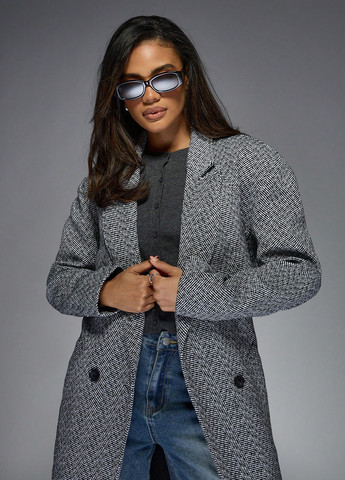 Чорно-білий демісезонне Пальто двобортне SHEIN