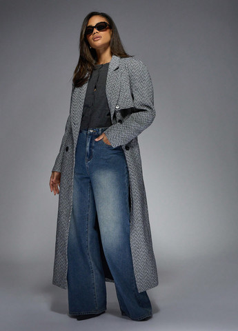 Чорно-білий демісезонне Пальто двобортне SHEIN