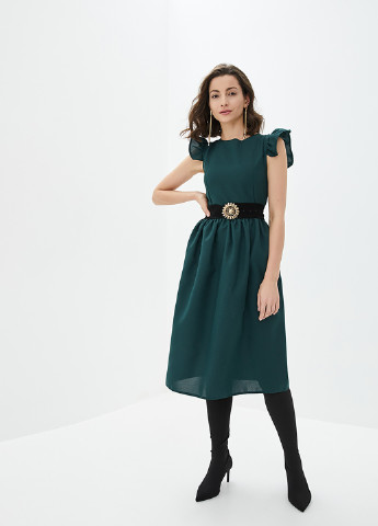 Зеленое коктейльное платье а-силуэт Podium однотонное