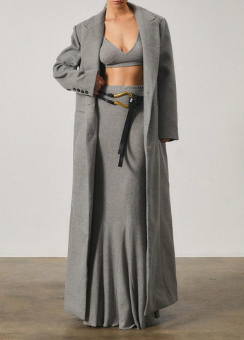 Серое демисезонное Пальто однобортное SHEIN