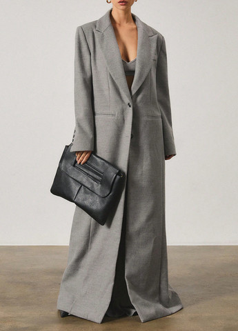 Серое демисезонное Пальто однобортное SHEIN