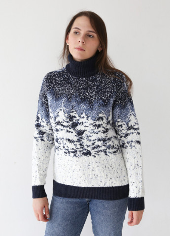 Белый демисезонный свитер женский темно-синий зимний большой размер Pulltonic Прямая