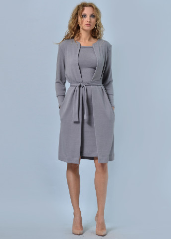 Серый демисезонный комплект (платье, кардиган) Lila Kass