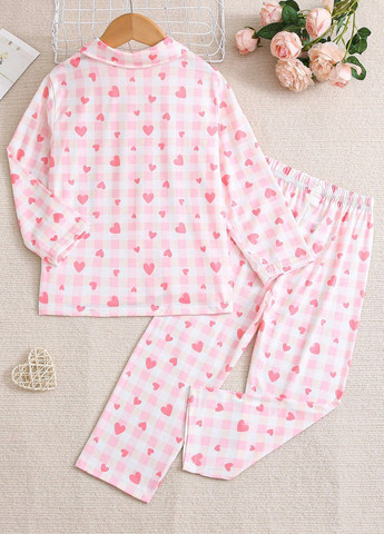 Розовая всесезон пижама (рубашка, брюки) рубашка + брюки SHEIN