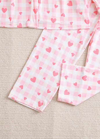 Розовая всесезон пижама (рубашка, брюки) рубашка + брюки SHEIN