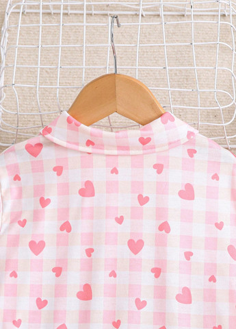 Розовая всесезон пижама (рубашка, брюки) рубашка + брюки SHEIN