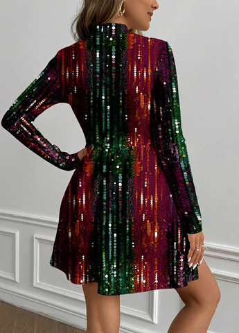 Комбинированное вечернее платье а-силуэт SHEIN колор блок