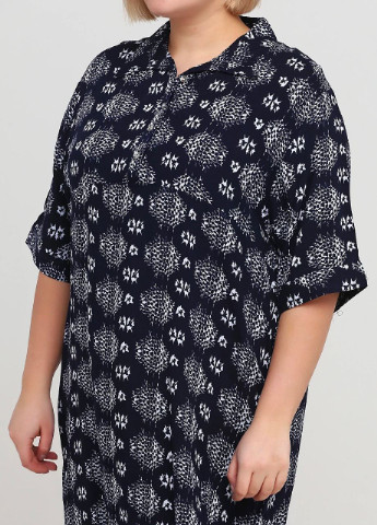 Темно-синя повсякденний сукня сорочка сукня-сорочка IMAJINAL з абстрактним візерунком