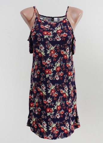 Сарафан H&M з відкритими плечима квітковий темно-синій кежуал віскоза