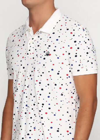 Белая футболка-поло для мужчин United Colors of Benetton с абстрактным узором
