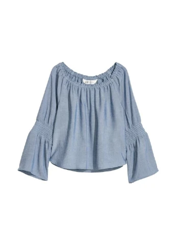 Голубая однотонная блузка H&M демисезонная