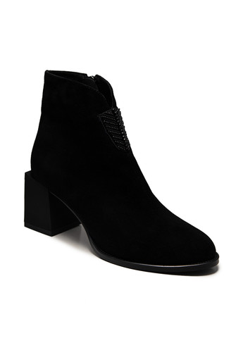 Черные женские ботинки на молнии с бусинами