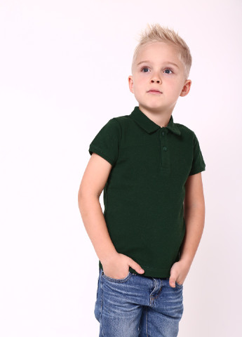 Темно-зеленая детская футболка-футболка поло детская TvoePolo однотонная