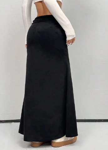 Черная кэжуал однотонная юбка SHEIN годе