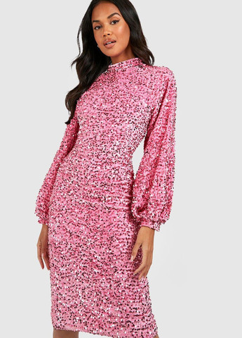 Кислотно-рожева святковий, коктейльна сукня Boohoo однотонна