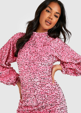 Кислотно-рожева святковий, коктейльна сукня Boohoo однотонна