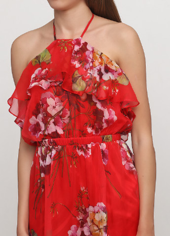 Червона кежуал сукня кльош PrettyLittleThing з квітковим принтом