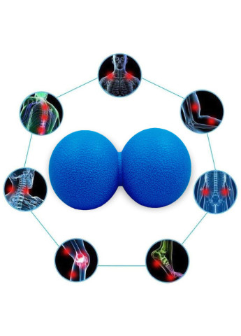 Массажный мячик двойной TPR 6,2х12,5 см синий (мяч для массажа спины, миофасциального релиза и самомассажа) EasyFit (243205397)