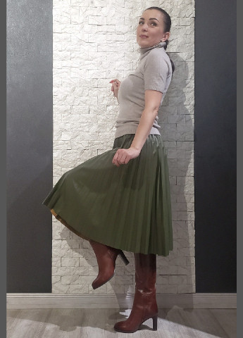 Зеленая кэжуал однотонная юбка di classe а-силуэта (трапеция), плиссе