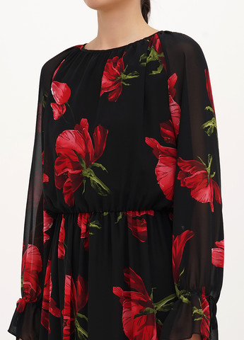 Черное кэжуал платье клеш My Caramele розы